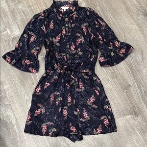 Rebecca Taylor Floral Jumpsuit - Black and Pink